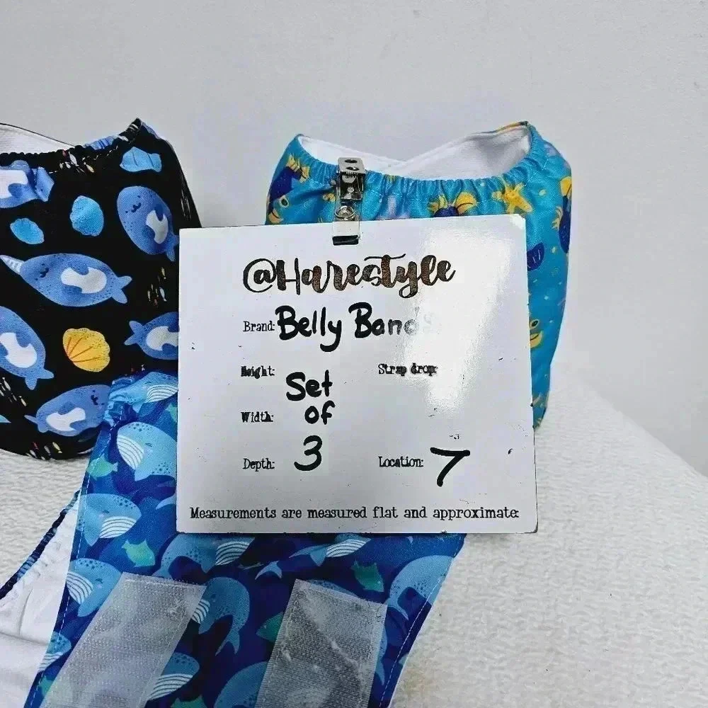 cute bone 3 pc padded male dog belly bands s/m